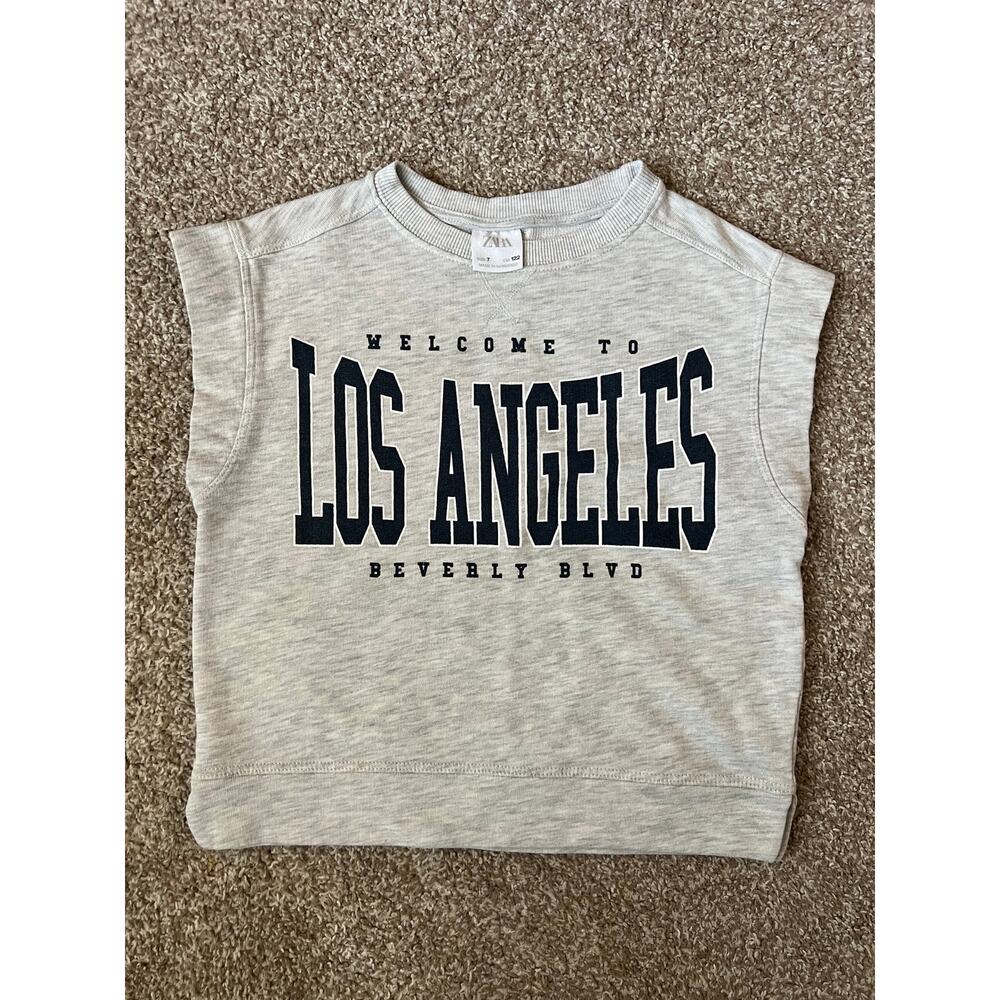 Zara Kids Los Angeles Sleeveless Sweatshirt Vest Gray Size 7